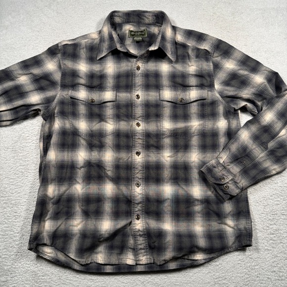 Y2K Eddie Bauer Mens Flannel Shirt L Plaid Button Up Long Sleeve Outdoor Casual - Picture 1 of 5
